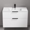 White Wall Mounted Bathroom Vanity, Modern, 36